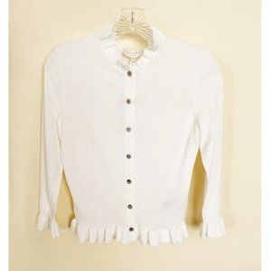 NWT TED BAKER DELICATE FRILL DTL CARDIGAN IVORY Size 0